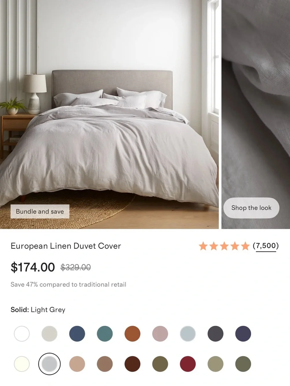 Quince European Linen Duvet Cover - Light Gray